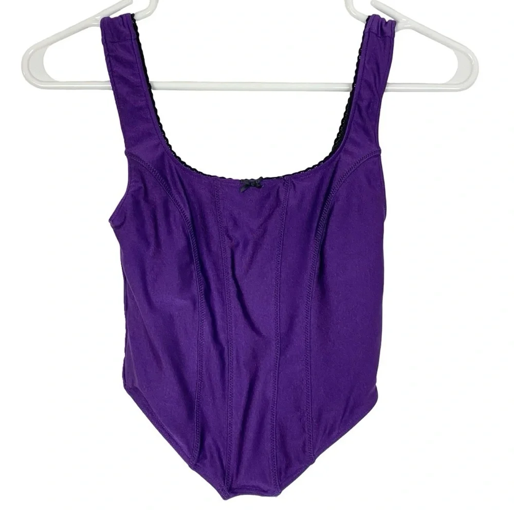 Frankie’s Bikinis Purple Corset Top Womens Size XS Victoria Shine Crop Top